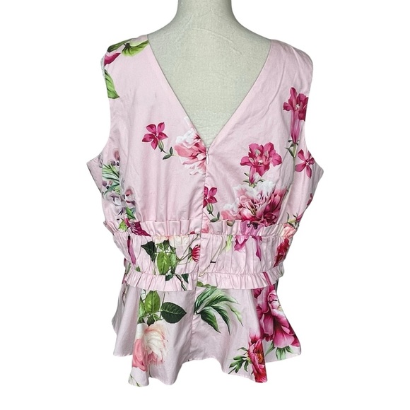 Express Floral V-neck Ruffle Peplum Top Women’s Size XL Pleated Sleeveless - Picture 6 of 11